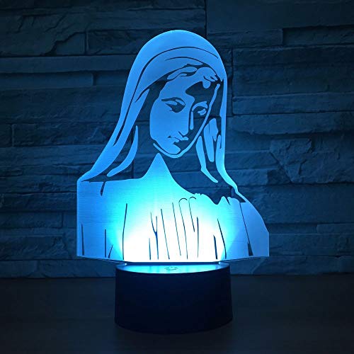 (Solo 1) nueva lámpara 3d de la Virgen María, lámparas de noche LED de 7 colores para niños, lámpara de mesa USB táctil, lámpara, lámpara de noche para dormir para bebés, envío directo