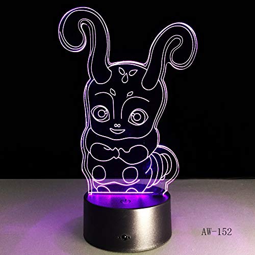 Solo 1 pieza 3D Grub Worm Slugs LED Night Light cambiante Gradient Atmosphere Touch Lamp Lighting Gift