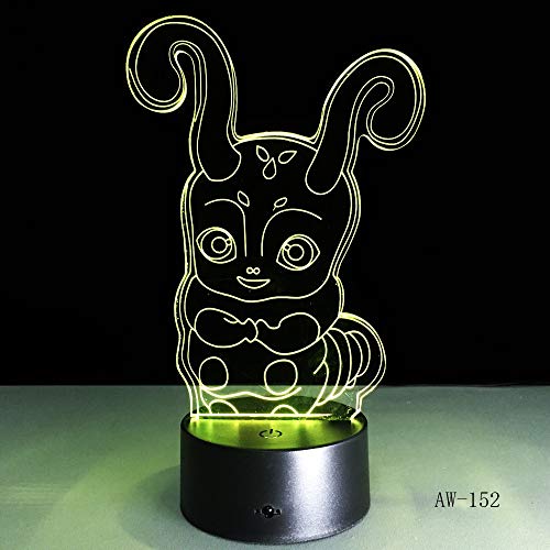 Solo 1 pieza 3D Grub Worm Slugs LED Night Light cambiante Gradient Atmosphere Touch Lamp Lighting Gift