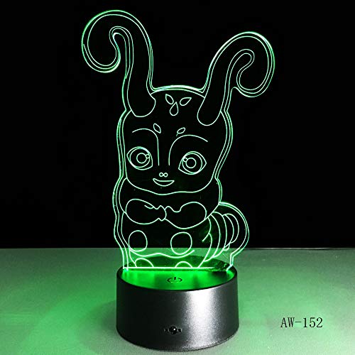 Solo 1 pieza 3D Grub Worm Slugs LED Night Light cambiante Gradient Atmosphere Touch Lamp Lighting Gift