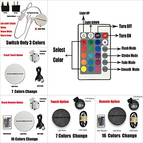 Solo 1 pieza Auriculares Escritorio Lámpara 3D Luz Placa de acrílico LED Colorido USB Carga seca Negro Blanco Base Presenta Decoración