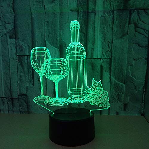 Solo 1 pieza Lámpara 3d colorida y botella de vino Luz nocturna 3d Control remoto táctil Regalo para el hogar Luz nocturna LED 3d Juguetes para niños de dibujos animados encantadores