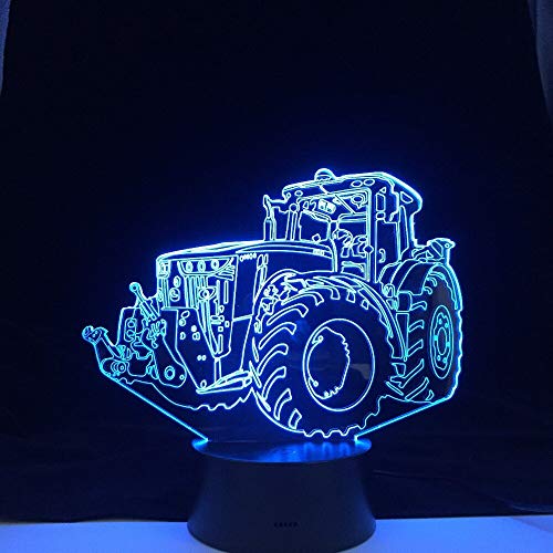 Solo 1 pieza Nuevo Tractor Coche Habitación para niños Luz nocturna 3D Luz nocturna LED Lámpara de escritorio Sensor táctil Iluminación de la habitación Niños Vacaciones El mejor regalo para el hogar