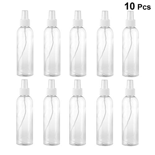 Solustre 10Pcs Botella de Spray Botella de Spray de Plástico Recargable Botella de Niebla Vacía para Líquidos Cosméticos Soluciones de Limpieza con Champú Limpiadores Caseros Plantas 200 Ml