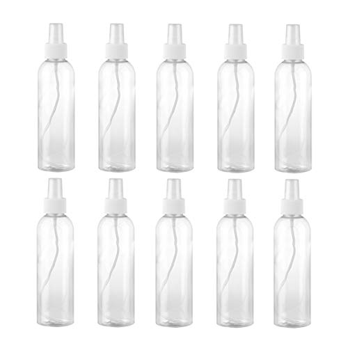 Solustre 10Pcs Botella de Spray Botella de Spray de Plástico Recargable Botella de Niebla Vacía para Líquidos Cosméticos Soluciones de Limpieza con Champú Limpiadores Caseros Plantas 200 Ml