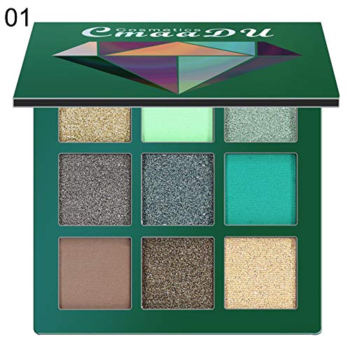 Sombras de Ojos Brillantes clifcragrocl - 9Colors Paleta de la sombra de ojos de las mujeres del brillo encantador Maquillaje Pigmented mate del reflejo - 1