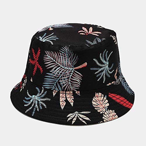 Sombrero De Copa Patrón De Planta Marina Bucket Hat Fisherman Hat Sombrero De Viaje Al Aire Libre Sun Cap Sombreros para Hombres Y Mujeres-Black_56-60Cm
