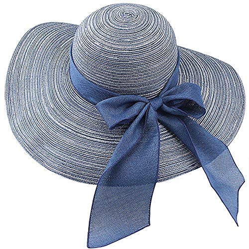 Sombrero para El Sol Sombrero De Sol De Verano para Mujer Sombrero De Paja Sombreros De Playa para Mujer Verano De Verano Gorra De Viaje De ala Ancha Azul Marino