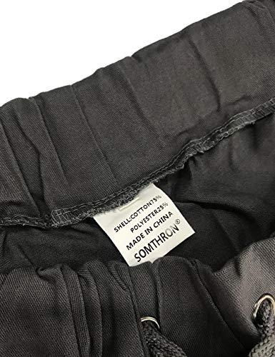 SOMTHRON Pantalones largos de deporte para hombre, de algodón, con cintura elástica y bolsillos azul oscuro M