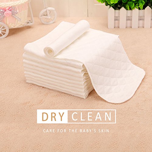 SONARIN Reutilizable tela suave pañal inserciones pañales liners súper absorbente de agua esteras,Forros para pañales, paquete de 10(6 capas)