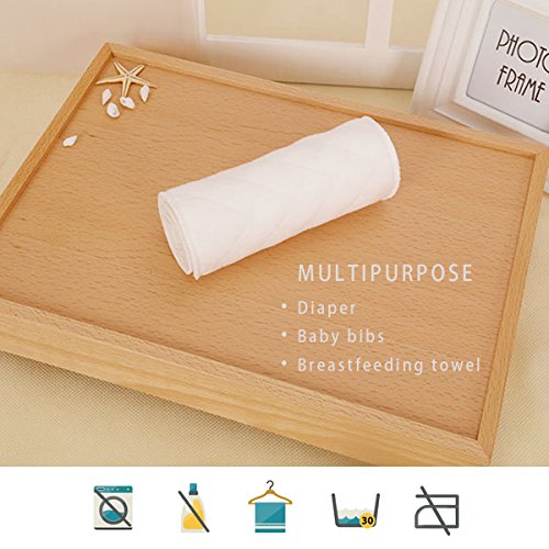 SONARIN Reutilizable tela suave pañal inserciones pañales liners súper absorbente de agua esteras,Forros para pañales, paquete de 10(6 capas)