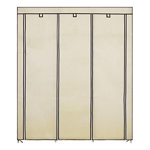 SONGMICS Armario de Tela, Estantería de Almacenaje, Resistente al Polvo, Tubo de Acero, (tamaño XXL, 175 x 150 x 45 cm), Color Beige RYG12M