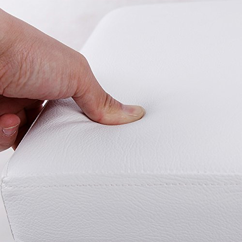 SONGMICS Banqueta Plegable con Compartimento para Almacenaje (Cuero de Imitación, 38 x 38 x 38 cm), color Blanco LSF103