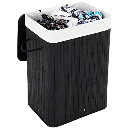 SONGMICS Cesto para la Colada, Cubo para Ropa Sucia, Forma Rectangular, Capacidad de 72 L, 40 x 30 x 60 cm, Negro LCB10B