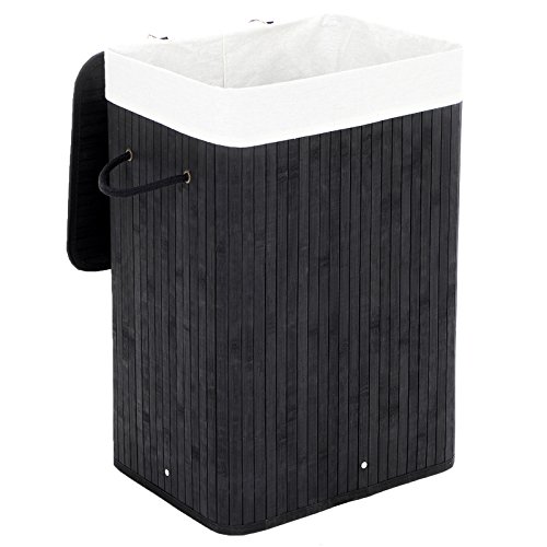 SONGMICS Cesto para la Colada, Cubo para Ropa Sucia, Forma Rectangular, Capacidad de 72 L, 40 x 30 x 60 cm, Negro LCB10B