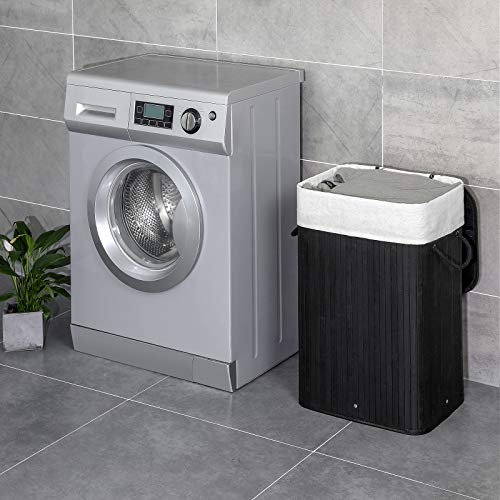 SONGMICS Cesto para la Colada, Cubo para Ropa Sucia, Forma Rectangular, Capacidad de 72 L, 40 x 30 x 60 cm, Negro LCB10B