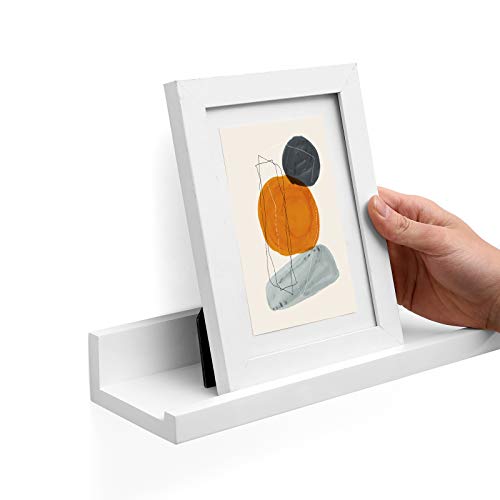 SONGMICS Estante de Pared, Juego de 2, Estante Flotante, con Bordes Frontales, 80 x 10 x 5/2 cm, para Marco de Fotos, para Pasillo, Sala de Estar, Cocina, Dormitorio, Oficina, Blanco Mate LWS080W01