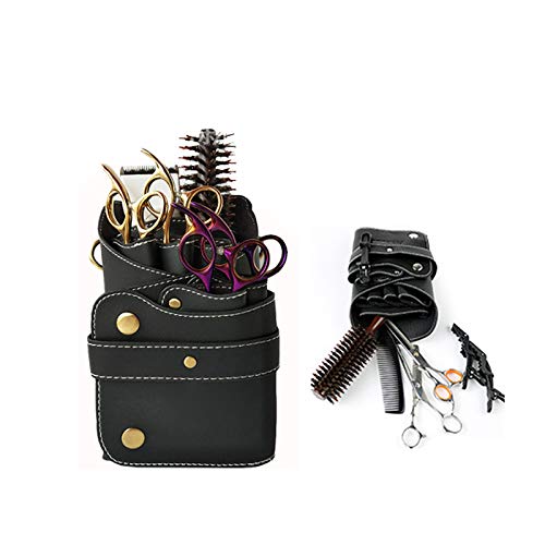 Soonsop Barber Tijeras peluquería Ideal cuero PU bolsa herramientas con nivelación Bar Cinturón Salon corte Peluquería Familia viaje veranstalter - Juego de miniherramientas funda friseurin Riñonera 