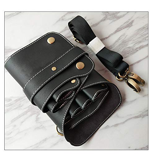 Soonsop Barber Tijeras peluquería Ideal cuero PU bolsa herramientas con nivelación Bar Cinturón Salon corte Peluquería Familia viaje veranstalter - Juego de miniherramientas funda friseurin Riñonera 