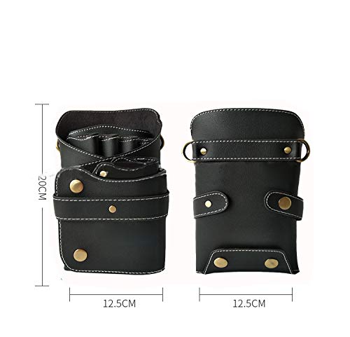 Soonsop Barber Tijeras peluquería Ideal cuero PU bolsa herramientas con nivelación Bar Cinturón Salon corte Peluquería Familia viaje veranstalter - Juego de miniherramientas funda friseurin Riñonera 