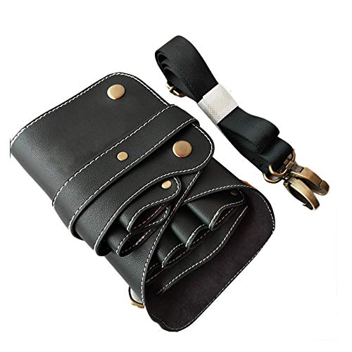 Soonsop Barber Tijeras peluquería Ideal cuero PU bolsa herramientas con nivelación Bar Cinturón Salon corte Peluquería Familia viaje veranstalter - Juego de miniherramientas funda friseurin Riñonera 
