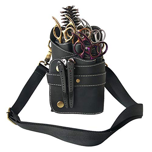 Soonsop Barber Tijeras peluquería Ideal cuero PU bolsa herramientas con nivelación Bar Cinturón Salon corte Peluquería Familia viaje veranstalter - Juego de miniherramientas funda friseurin Riñonera 