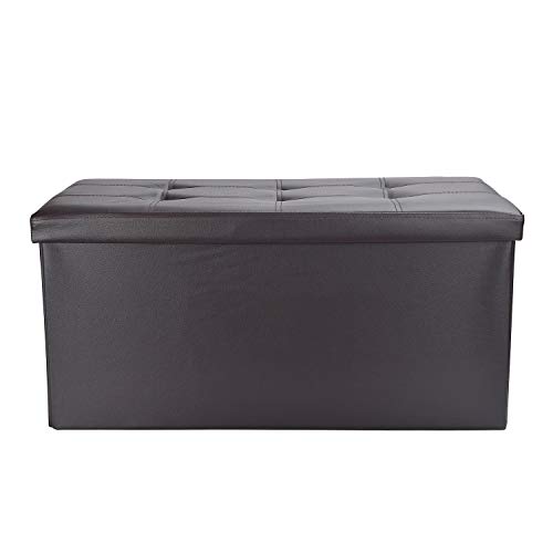 Soontrans Baúl Puff Taburete Almacenaje Plegable Caja Asiento Banqueta de Almacenamiento 76 x 38 x 38 cm máxima de 300 kg(Marrón)
