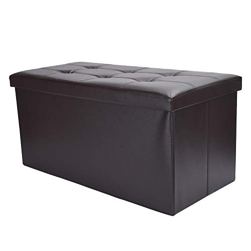 Soontrans Baúl Puff Taburete Almacenaje Plegable Caja Asiento Banqueta de Almacenamiento 76 x 38 x 38 cm máxima de 300 kg(Marrón)