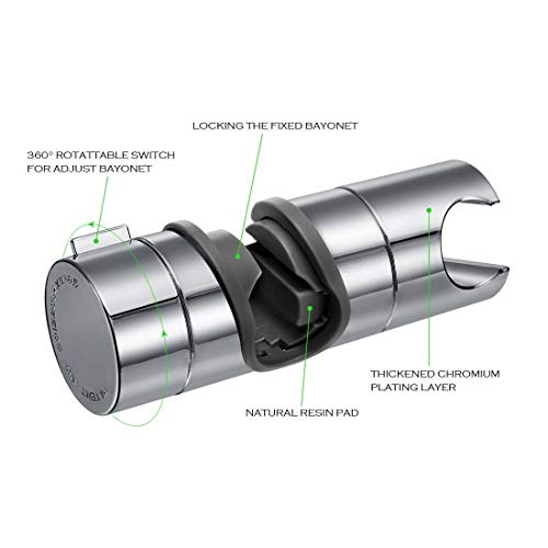 Soporte de ducha Joyoldelf Ajustable 18-25mm ABS Cabezal de ducha Deslizante Repuesto para cabezal Cursor Brazo de sujeción 360° Rotar Bracket, Cromado