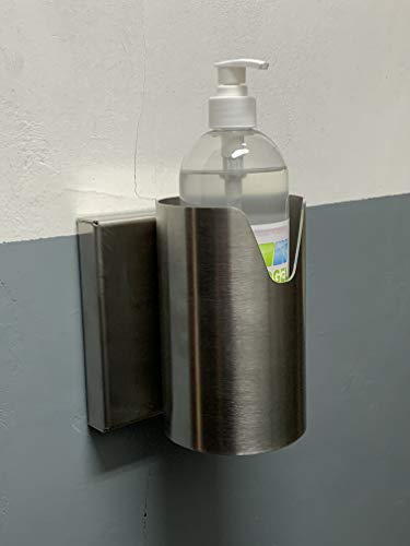 Soporte Dispensador Gel desinfectante manos en Acero inoxidable quirúrgico, especial fijación pared modelo Londres