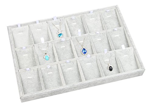 Soporte organizador de joyería, de la marca BOCAR, hecho de terciopelo color gris, ideal como mostrador de collares, pulseras, aretes o anillos