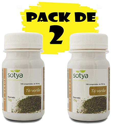 Sotya Té Verde 200 comprimidos (dos botes de 100 C/U) 500 Mg,  potente antioxidante, poder depurativo y desintoxicante, bueno para tu corazón, ayuda al control del peso, fortalece los huesos.