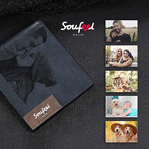 SOUFEEL Cartera Billetera Personalizado de Foto Hombre Plegable Cuero Regalo para Familia Novio