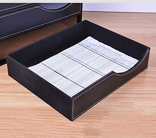 Soul hill Negro Organizador de Escritorio con 3 cajones, Ministerio del Interior del Archivo Caja de Almacenamiento Organizador, el Organizador de Cuero Soporte for Documentos, Novedades, Cosmética