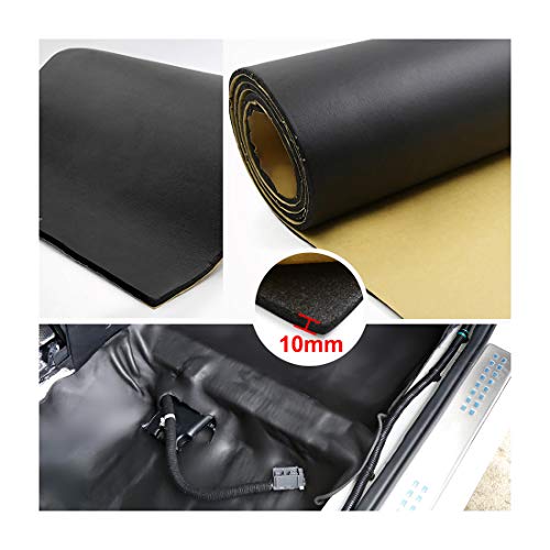 sourcing map 200cm x 50cm Vehículo Insonorizante Forro Negro Papel Adhesivo 10mm de Espesor Espuma Aislante Aislamiento Acústico Amortiguación de Sonido de Coche