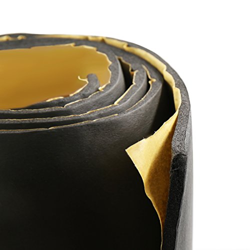sourcing map 200cm x 50cm Vehículo Insonorizante Forro Negro Papel Adhesivo 10mm de Espesor Espuma Aislante Aislamiento Acústico Amortiguación de Sonido de Coche