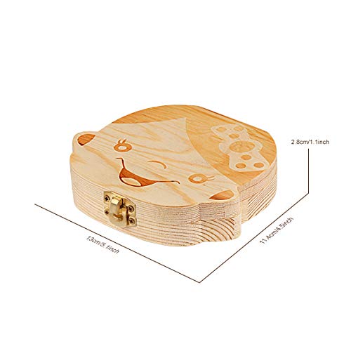Spanish texto bebé dientes caja, Aitsite save cajas de madera personalizada caja de recuerdos de hoja caduca, personalizar personalizada bebé dientes caja (Niña)