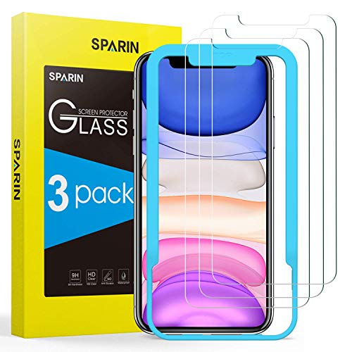 SPARIN [3-Pack] [Sin Cobertura Completa] Cristal Templado iPhone 11/XR, Protector Pantalla iPhone 11/XR Vidrio Templado con [Sin Cobertura Toda Pantalla] [9H Dureza] [Alta Definicion]