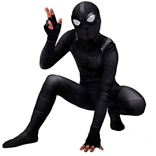 SPIDERSYBB Película Amazing Spiderman Traje Adulto de Cosplay del niño elástico Medias Negro Body Traje del Partido del Tema Superhéroe Color : Black, Size : Kids-XS(95-115)