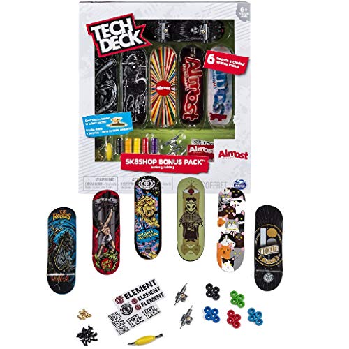 Spin Master Tech Deck Skate Shop Bonus Pack - Minimonopatines y minibicicletas para Jugar con los Dedos (Monopatín de Dedos, Multicolor, Imagen, Niño, 6 año(s), China)