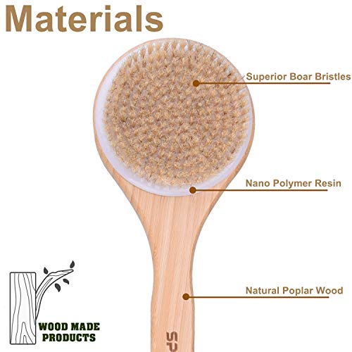Sportout 2 paquetes de cepillo corporal para cepillado en seco, exfoliante para ducha de baño, masajeador de celulitis de cerdas naturales