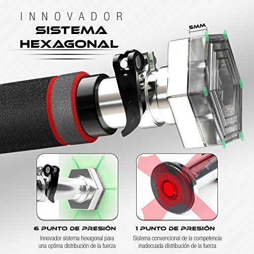 Sportstech KS200 Barra dominadas Puerta con Sistema Hexagonal Patentado. Palanca tensora de Seguridad, 6 Puntos de presión. Carga máxima 300kg. Incluye Guantes y ebook Gratis (KS200 Plata)