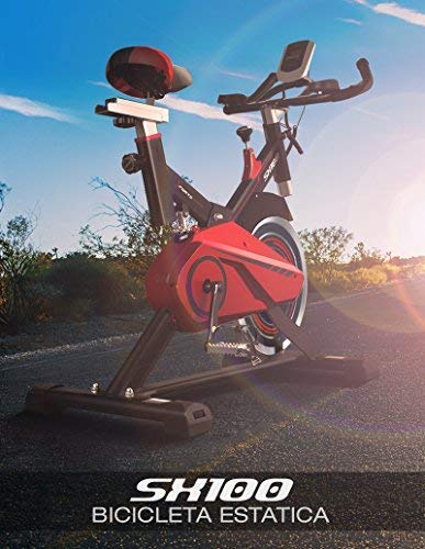 Sportstech SX100 Bicicleta Indoor; Volante de inercia 13kg; reposabrazos Acolchados, Asiento cómodo, pulsometro, Sistema de transmisión por Correa y Motor silencioso - con Kinomap & eBook Gratis