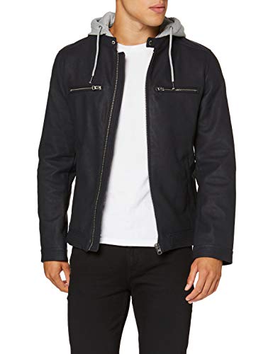 Springfield 3IP-PU Biker +Hood-c/10 Chaqueta Deportiva, Azul (Navy 48712010), L (Tamaño del Fabricante: L) para Hombre