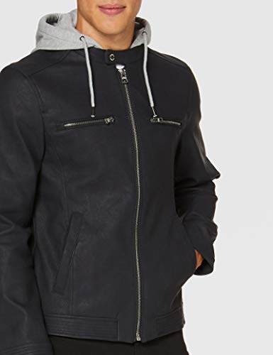 Springfield 3IP-PU Biker +Hood-c/10 Chaqueta Deportiva, Azul (Navy 48712010), L (Tamaño del Fabricante: L) para Hombre