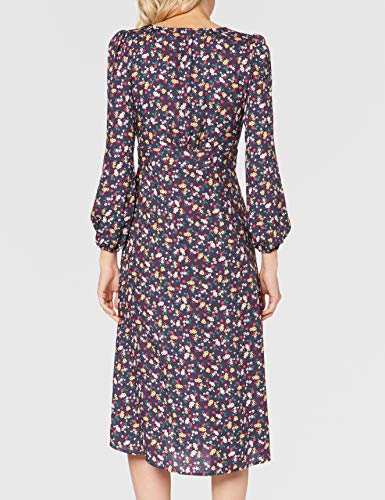 Springfield Frq.Vestido Midi Macro Flor-C/19 Vestido de Fiesta, Azul (Blue_Print 19), 40 (Tamaño del Fabricante: 40) para Mujer