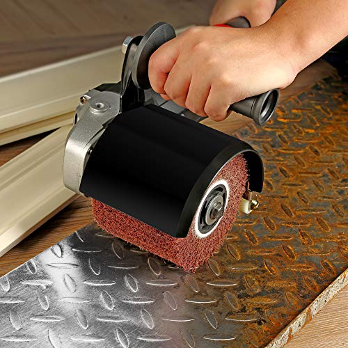 SPTA 1200W 19mm Lijadora satinada estriada de doble eje Rodillo de pulido para quitar los cepillos para lijar y 1tlg G80 Rodillo de nylon para renovar exteriores