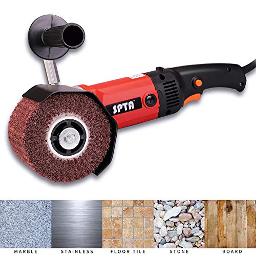 SPTA 1200W 19mm Lijadora satinada estriada de doble eje Rodillo de pulido para quitar los cepillos para lijar y 1tlg G80 Rodillo de nylon para renovar exteriores