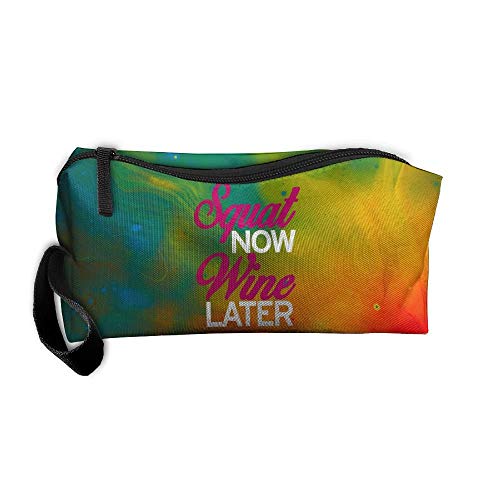 Squat Now Wine Later Makeup Bag/Travel Cosmetic Bag/Brush Pouch Case With Zipper Carry Case