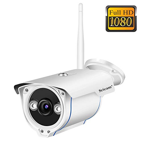 Sricam SP007 Cámara de Vigilancia Wifi Exterior, Visión Nocturna, HD 720P Impermeable IP66, Seguridad Exterior, Detección de Movimiento, Email Alarma Compatible con iOS Android y Windows PC